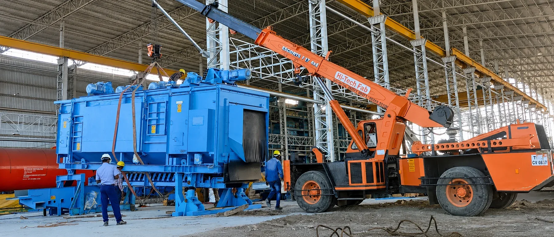 Hi-Tech Fab mobile crane supporting heavy industrial equipment installation