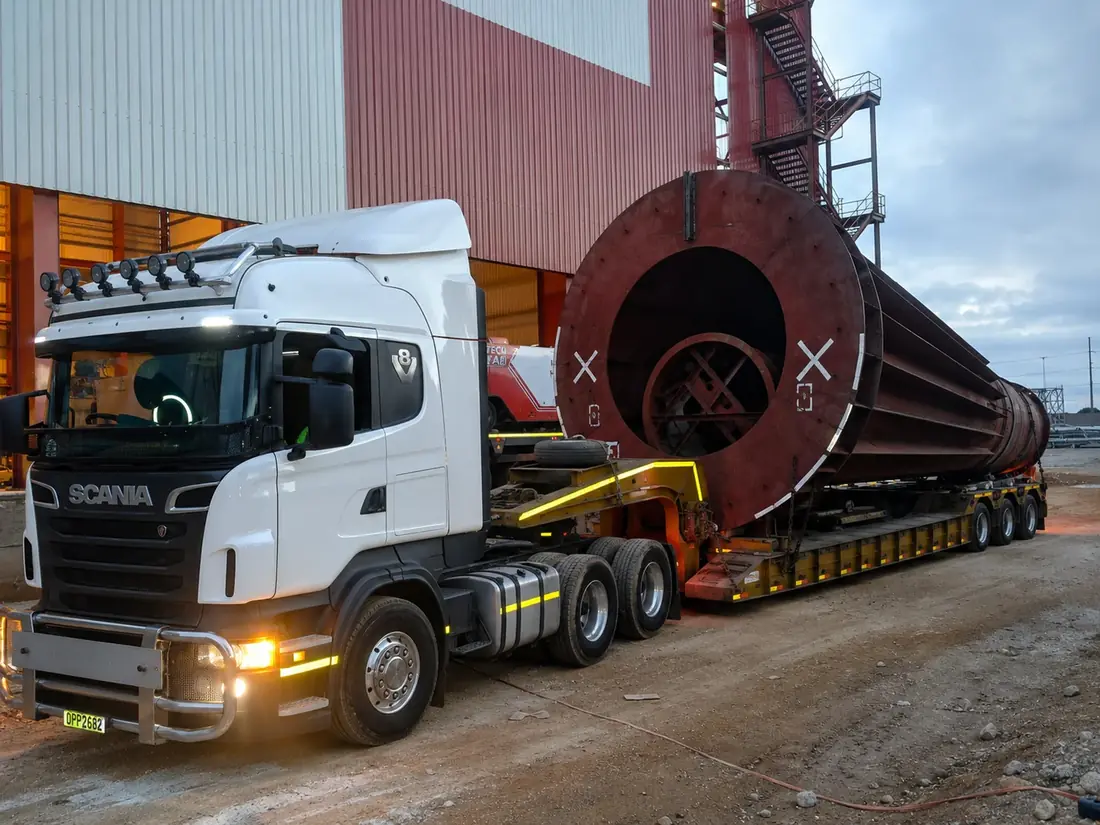 Large fabricated industrial section prepared for transport by Hi-Tech Fab Equipments Co.